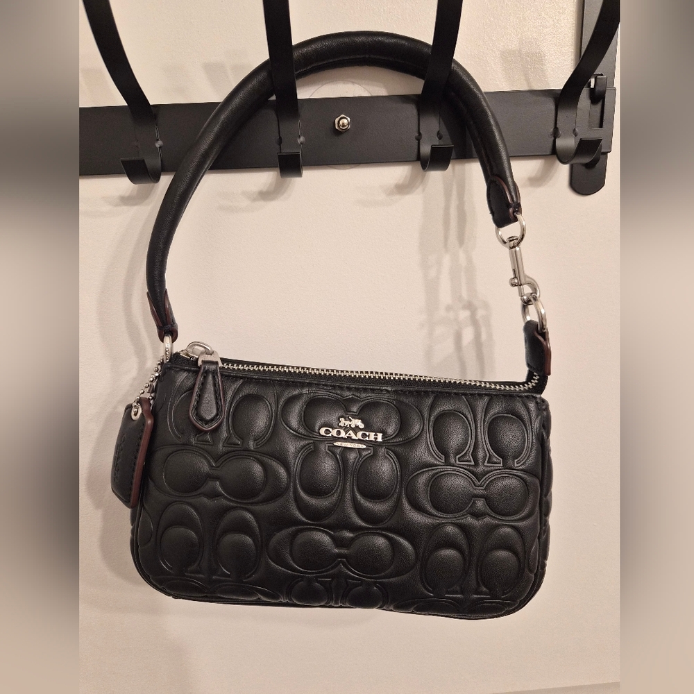 Coach Black Embossed Leather Nolita 19 Shoulder Bag